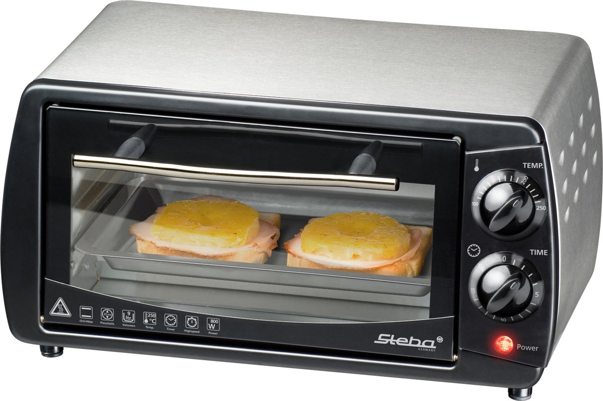 Steba KB9.2 - vrijstaande compacte oven - 9 liter - 800 Watt - timer - RVS behuizing - Zwart – foto 7