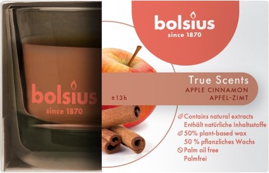 6 stuks Bolsius geurglas appel kaneel - apple cinnamon geurkaarsen 50/80 (13 uur) True Scents