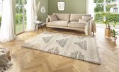 Hoogpolig vloerkleed ruiten Sagar - crème/multi 80x150 cm