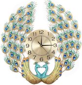 3D Diamond Crystal Quartz Peacock Wandklokken-Stille Wandklok-Modern Home Woonkamer Decor-Multicolor-60cm