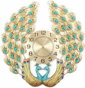 3D Diamond Crystal Quartz Peacock Wandklokken-Stille Wandklok-Modern Home Woonkamer Decor-Goud-60cm