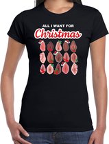 All I want for Christmas pussy/ vaginas fout Kerst t-shirt - zwart - dames - Kerst gay t-shirt / Kerst outfit L