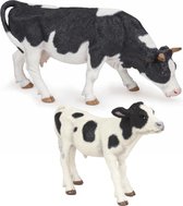 Setje van 2x plastic speelgoed figuren dieren koeien 10-14 cm - boerderij dieren