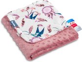 Sensillo Minky Wiegdeken - 75x100 cm - 100% katoen - Birds Retro Pink - Vogels Oud Roze