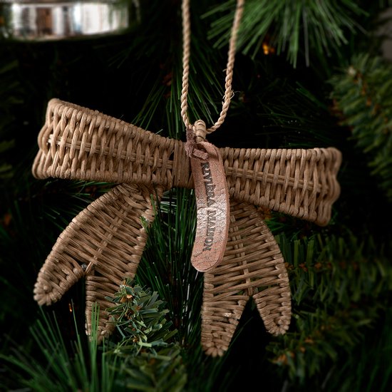 Het koud krijgen Belofte haak Riviera Maison Kerst Ornament - Rustic Rattan Jacky Bow - Naturel - Maat S  | bol.com