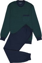 SCHIESSER heren pyjama - O-hals - donkerblauw met groen dessin -  Maat: 3XL