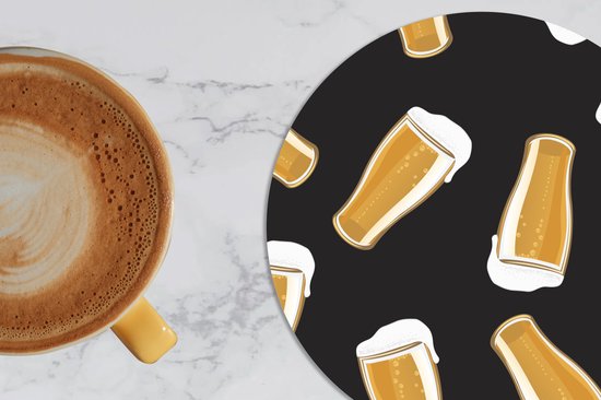 Sous- Sous-verres pour verres - Ronds - Bières - Verres - Zwart - 10x10 cm - 6 pièces