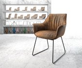 Gestoffeerde-stoel Keila-Flex met armleuning slipframe zwart bruin vintage