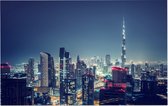 Panorama van nachtelijk Dubai in de Arabische Emiraten - Foto op Forex - 45 x 30 cm