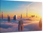 Panoramisch zicht op een met wolken bedekte Dubai-skyline - Foto op Canvas - 90 x 60 cm