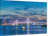 De Gwanganbrug en skyline van Haeundae-gu in Busan - Foto op Canvas - 45 x 30 cm