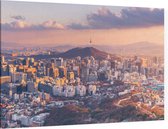 Toren op de Namsanberg in de skyline van centraal Seoul - Foto op Canvas - 45 x 30 cm