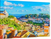 Uitzicht op de kleurrijke wijk Alfama in Lissabon - Foto op Canvas - 150 x 100 cm