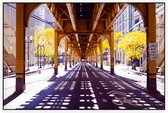 Een fietspad onder een spoorweg in Chicago stad - Foto op Akoestisch paneel - 150 x 100 cm