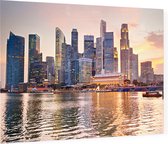 Skyline van Singapore bij een prachtige zonsondergang - Foto op Plexiglas - 60 x 40 cm