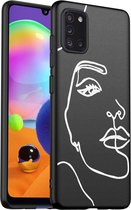 iMoshion Design for Samsung Galaxy A31 - Face abstraite - Wit / Zwart