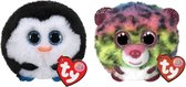 Ty - Knuffel - Teeny Puffies - Waddles Penguin & Dotty Leopard