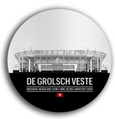 Grolsch Veste Stadion van FC Twente muurcirkel premium – Voetbalstadion wanddecoratie – zwart wit - dibond butler finish 60cm