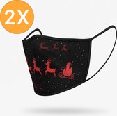Duopack: Rode kerstmand wasbare mondmasker - L / Stoffen mondkapjes met print / Wasbare Mondkapjes / Mondkapjes / Uitwasbaar / Herbruikbare Mondkapjes / Herbruikbaar / Ov geschikt / Mondmaske