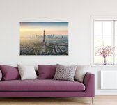 De Eiffeltoren voor La Defense skyline van Parijs - Foto op Textielposter - 90 x 60 cm