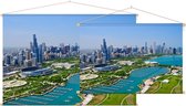 Lake Michigan en skyline van Chicago in Illinois - Foto op Textielposter - 60 x 40 cm