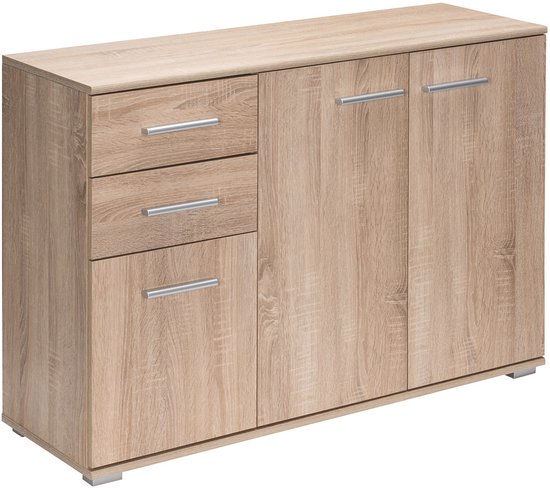 Casaria Dressoir Alba – 3 Deuren 2 Laden MDF - 107x75x35 cm Eiken