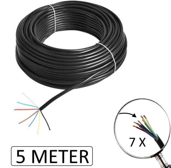 Benson Aanhangwagen Kabel 7-Polig - 1 mm² - 5 meter - Zwart | bol.com
