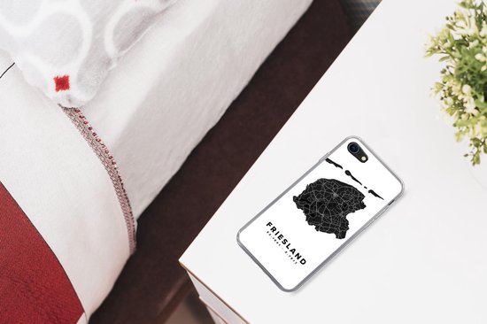 Coque iPhone SE 2020 - Friesland - Carte routière Pays- Nederland - Wit - Siliconen