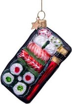 Glazen kerst decoratie sushi bord H10cm