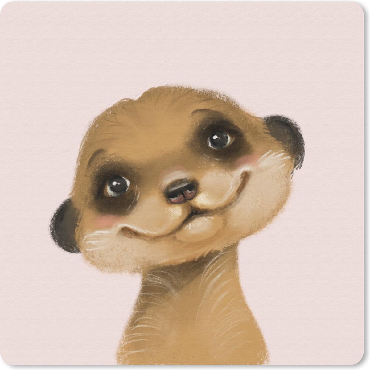 Muismat 20x20 cm - Mousepad Dieren - Stokstaartje - Roze - Muismatten