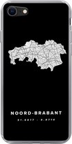 Geschikt voor iPhone 7 hoesje - Noord-Brabant - Zwart - Wegenkaart Nederland - Siliconen Telefoonhoesje