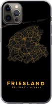 Geschikt voor iPhone 12 Pro Max hoesje - Friesland - Kaart - Goud - Zwart - Siliconen Telefoonhoesje
