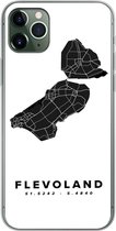 Geschikt voor iPhone 11 Pro Max hoesje - Flevoland - Nederland - Kaart - Wit - Siliconen Telefoonhoesje