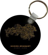 Sleutelhanger - Noord-Brabant - Nederland - Wegenkaart - Gold - Plastic - Rond - Uitdeelcadeautjes