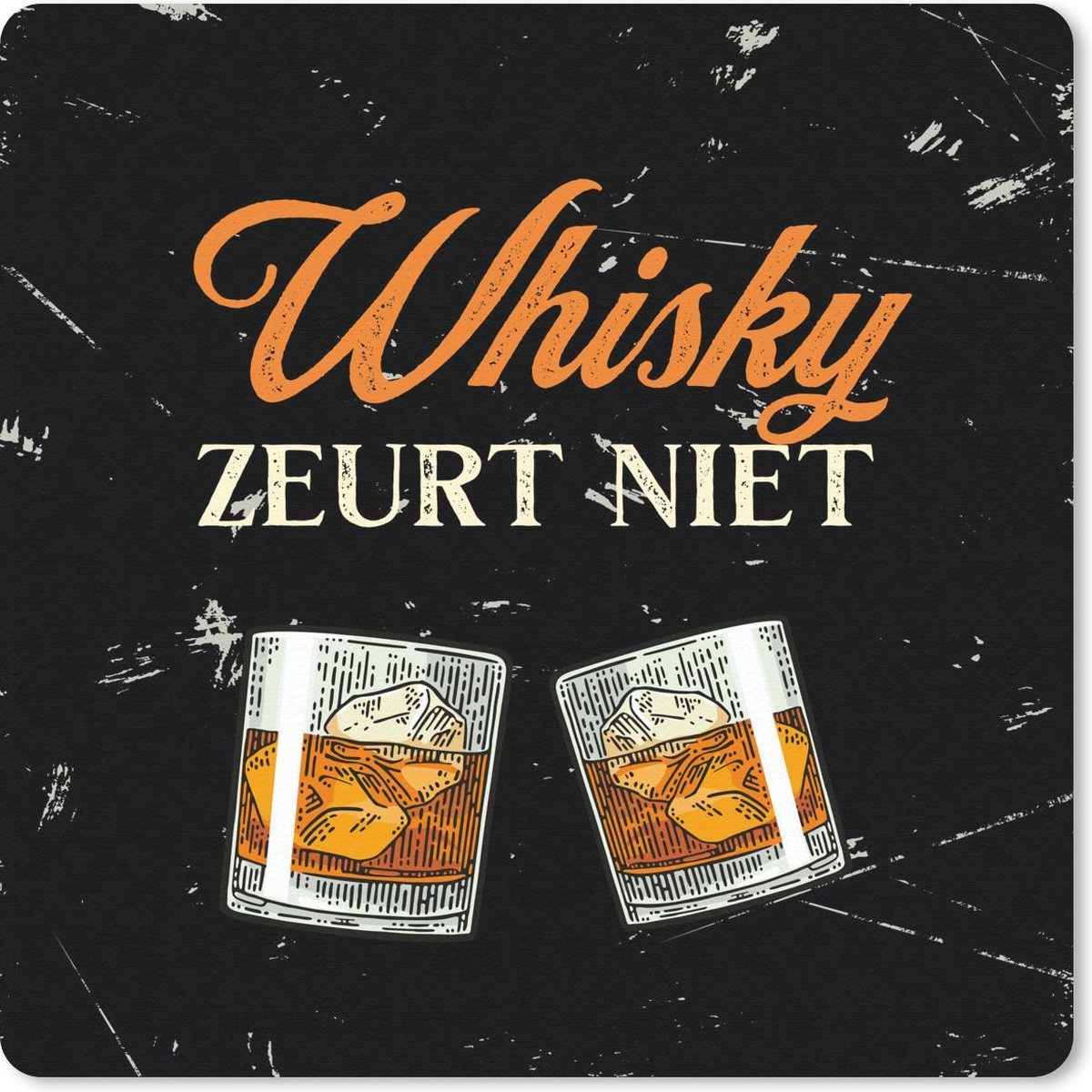 Muismat 30x30 cm - Mousepad Whisky - Glazen - Vintage - Muismatten - Cadeau voor man