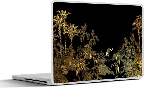 Sticker ordinateur portable - 17,3 pouces - Jungle - Vogels - Or - Luxe
