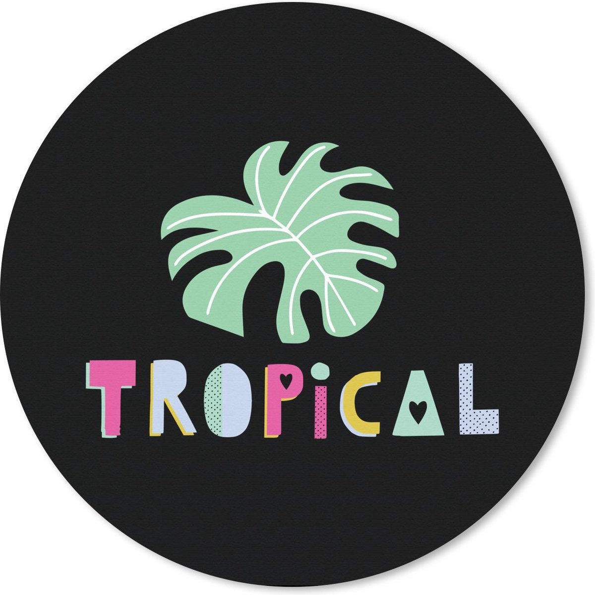 Muismat rond 40x40 cm - Mousepad Zomer - Tropical - Blad - Ronde muismatten