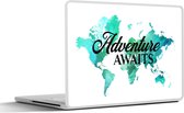 Laptop sticker - 11.6 inch - Kaart - Wereld - Spreuk - Aquarelverf - 30x21cm - Laptopstickers - Laptop skin - Cover