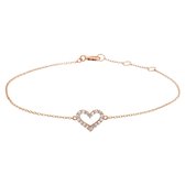The Jewelry Collection Armband Hart Zirkonia 16,5 - 18,5 cm - Ros�goud