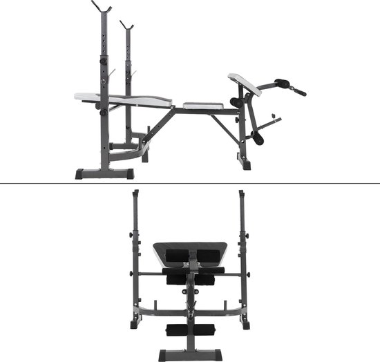 Multifunctionele bank, gewichtsbank, antraciet, van metaal, tot 255 kg