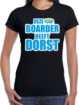 Apres ski t-shirt Deze snowboarder heeft dorst zwart  dames - Wintersport shirt - Foute apres ski outfit/ kleding/ verkleedkleding M