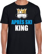 Apres ski t-shirt Apres ski King zwart  heren - Wintersport shirt - Foute apres ski outfit/ kleding/ verkleedkleding S