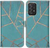 iMoshion Design Softcase Book Case Samsung Galaxy A52(s) (5G/4G) hoesje - Blue Graphic