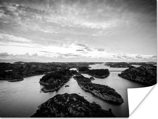 Poster Noordzee eilanden zwart-wit foto - 80x60 cm