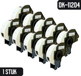 DULA - Brother Compatible DK-11204 voorgestanst multi purpose label - Papier - Zwart op Wit - 17 x 54 mm - 400 Etiketten per rol - 10 Rollen