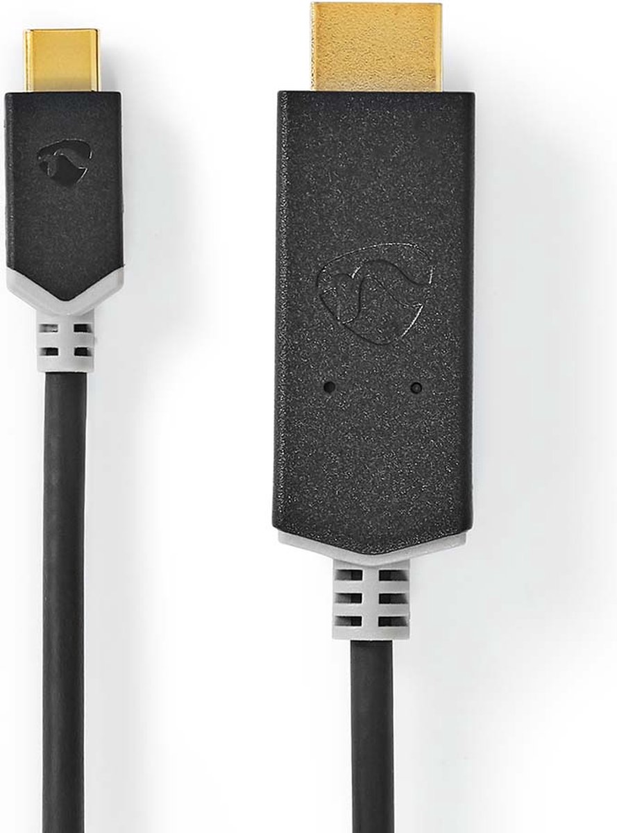 Nedis USB-C Adapter - USB 3.2 Gen 1 - USB-C Male - HDMI Connector - 4K@60Hz - 2.00 m - Rond - Verguld - PVC - Antraciet - Doos