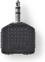 Nedis Stereo-Audioadapter | 3,5 mm Male | 2x 3,5 mm Female | Vernikkeld | Recht | ABS | Zwart | 10 Stuks | Polybag