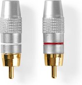Nedis RCA-Connector | Recht | Male | Verguld | Soldeer | Diameter kabelinvoer: 7.0 mm | Metaal | Zilver | 2 Stuks | Doos