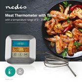 Nedis Vleesthermometer | Alarm / Temperatuurinstelling / Timer | LCD-Kleurenscherm | 0 - 250 °C | Wit / Zilver