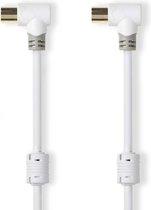 Coaxkabel - IEC (Coax) Male - IEC (Coax) Female - Verguld - 75 Ohm - Dubbel Afgeschermd - 5.00 m - Rond - PVC - Wit - Polybag